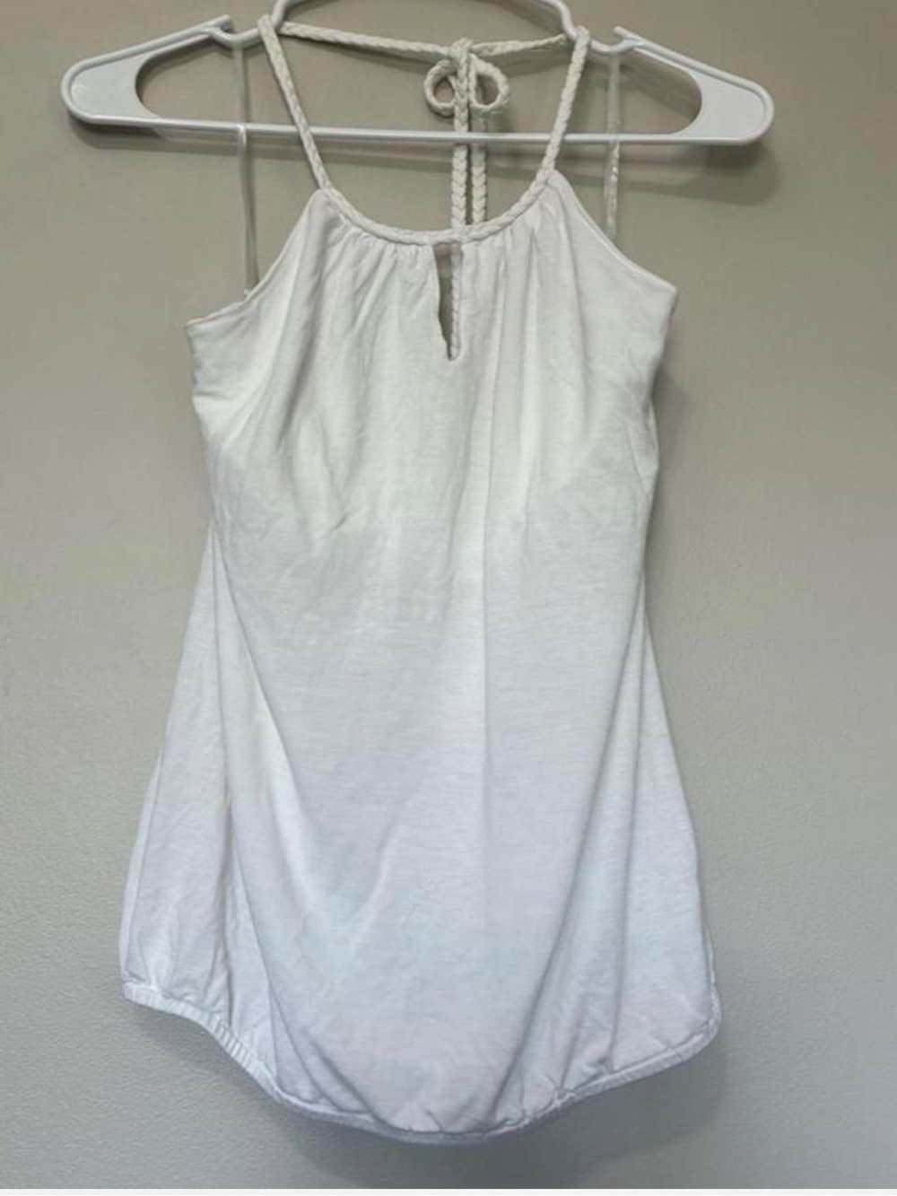 Old Navy White Halter Tank with Braided Rope Tie